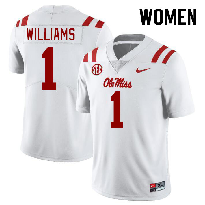 Women #1 Ayden Williams Ole Miss Rebels College Football Jerseyes Stitched Sale-White